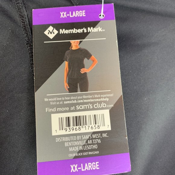 Members Mark Womens Moisture Wicking Work it Out Active Tee Shirt Black Size XXL - Picture 5 of 12